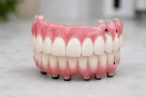 entire upper and lower prosthetic teeth