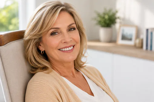 middle aged woman smiling