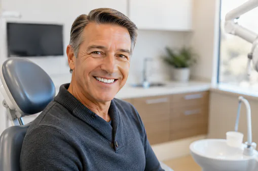 senior man at dentists office